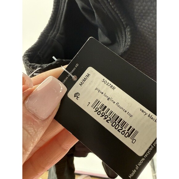 Spanx Swim pique longline flounce top NWT Black Size M - Picture 3 of 3